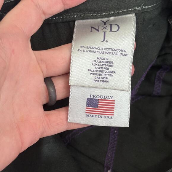 NYDJ Jeans 10 Forest Green Waxed Coated Fringe Boho Festival Lift Tuck Turquoise - Picture 11 of 14